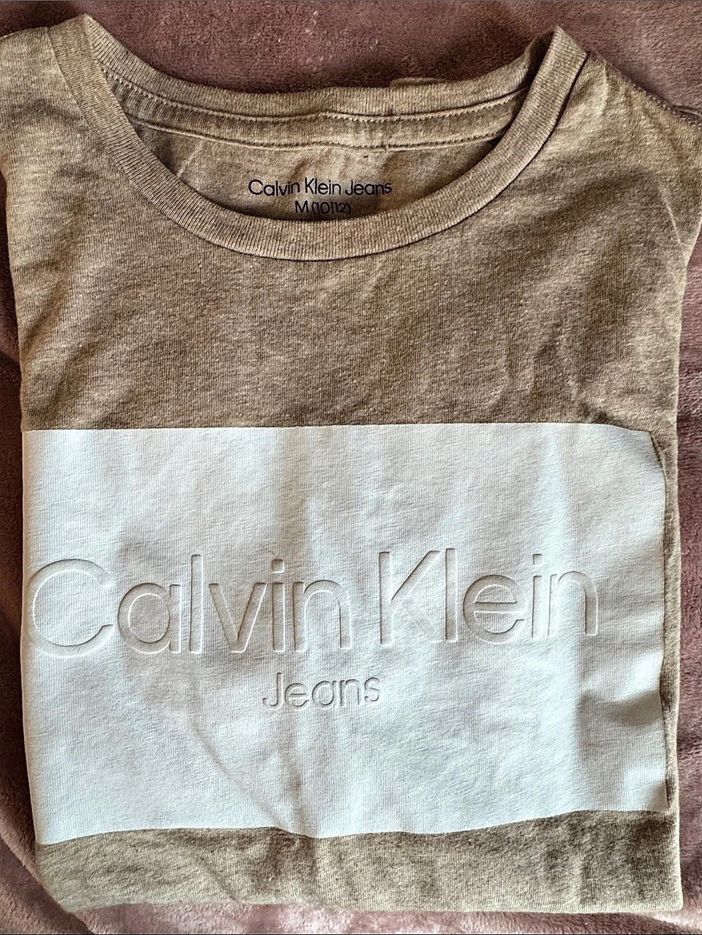 Kids Calvin Klein Jeans Embossed Box Logo T-Shirt Brown & White